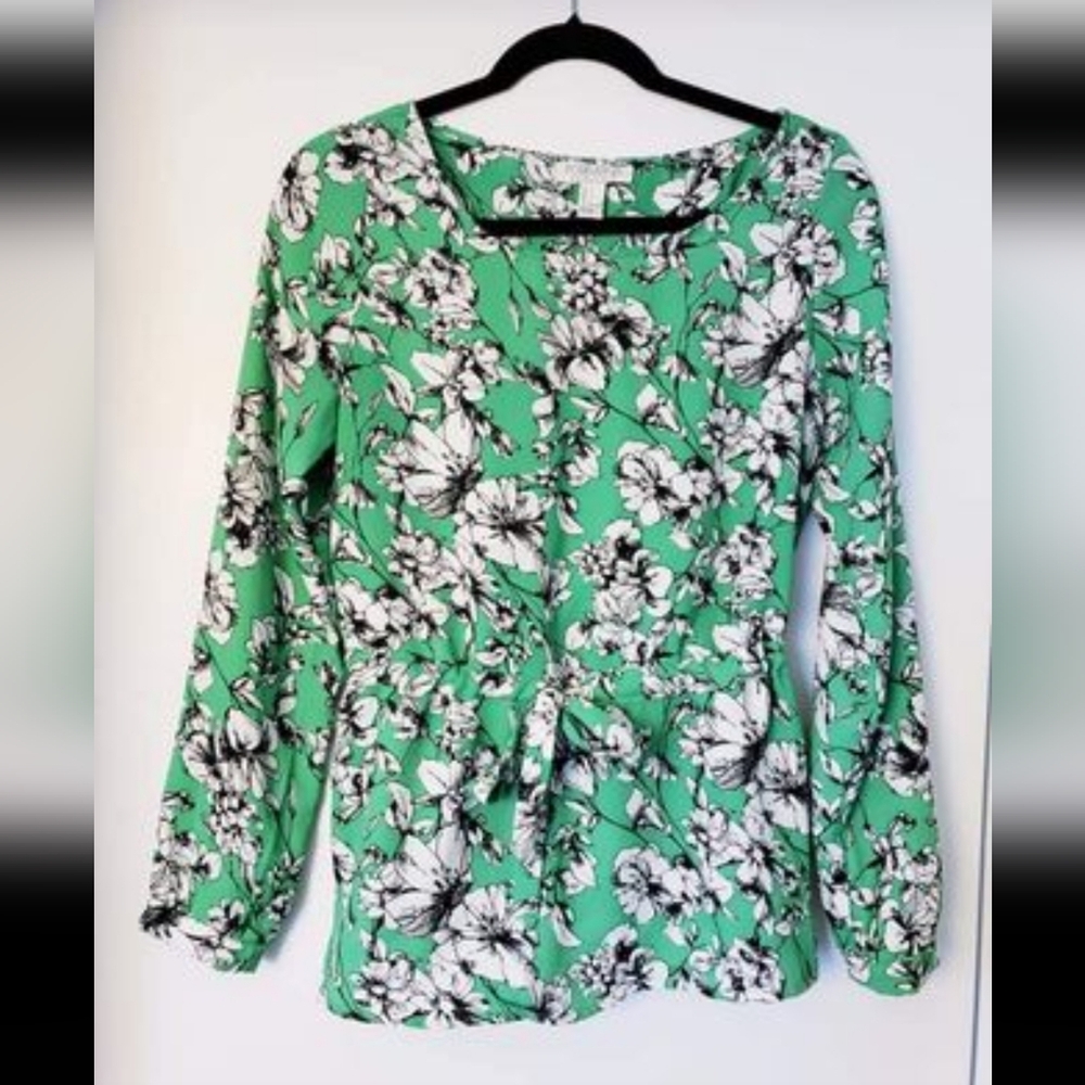 Floral Long Sleeved Belted Blouse